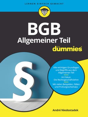 cover image of BGB Allgemeiner Teil f&uuml;r Dummies
